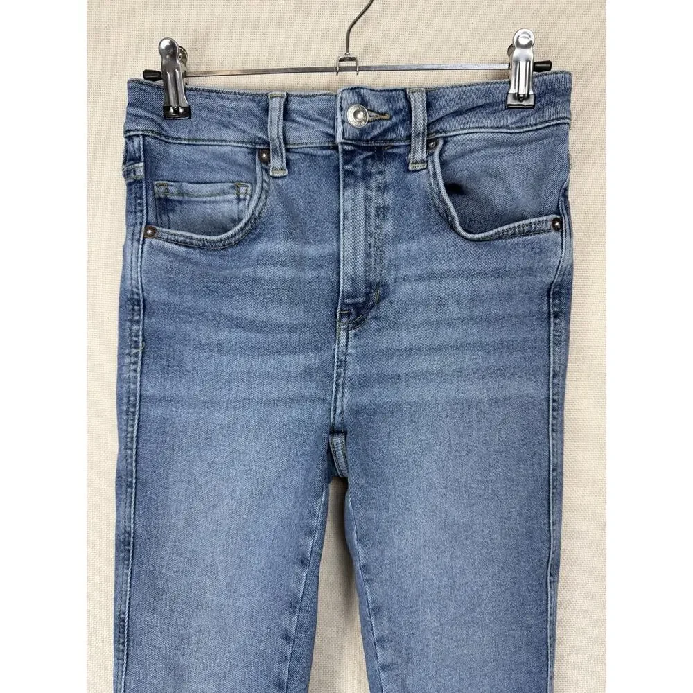 We The Free People Jeans Size 26 High Rise Skinny Stretch Frayed Hem Blue Denim - Picture 2 of 14